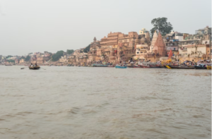 A view of the Kashi Vishwanath Temple, a Hindu temple dedicated to Lord Shiva, in Varanasi, India.